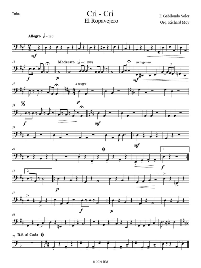 Cri-Cri El Ropavejero Tuba | PDF | Musicologie | Compositions musicales