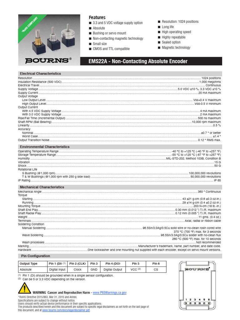 EMS22A Non-Contacting Encoder Specs | PDF | Electrical Engineering ...