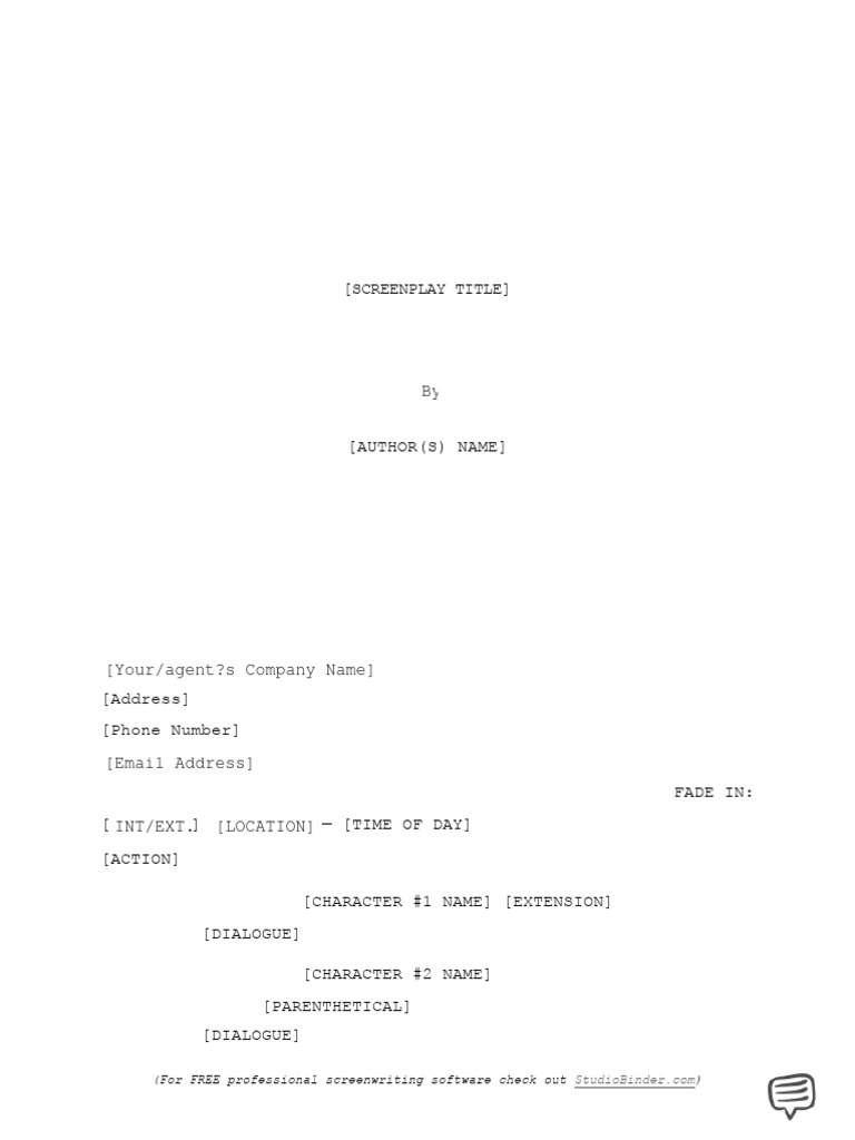 StudioBinder Word Screenwriting Template PDF
