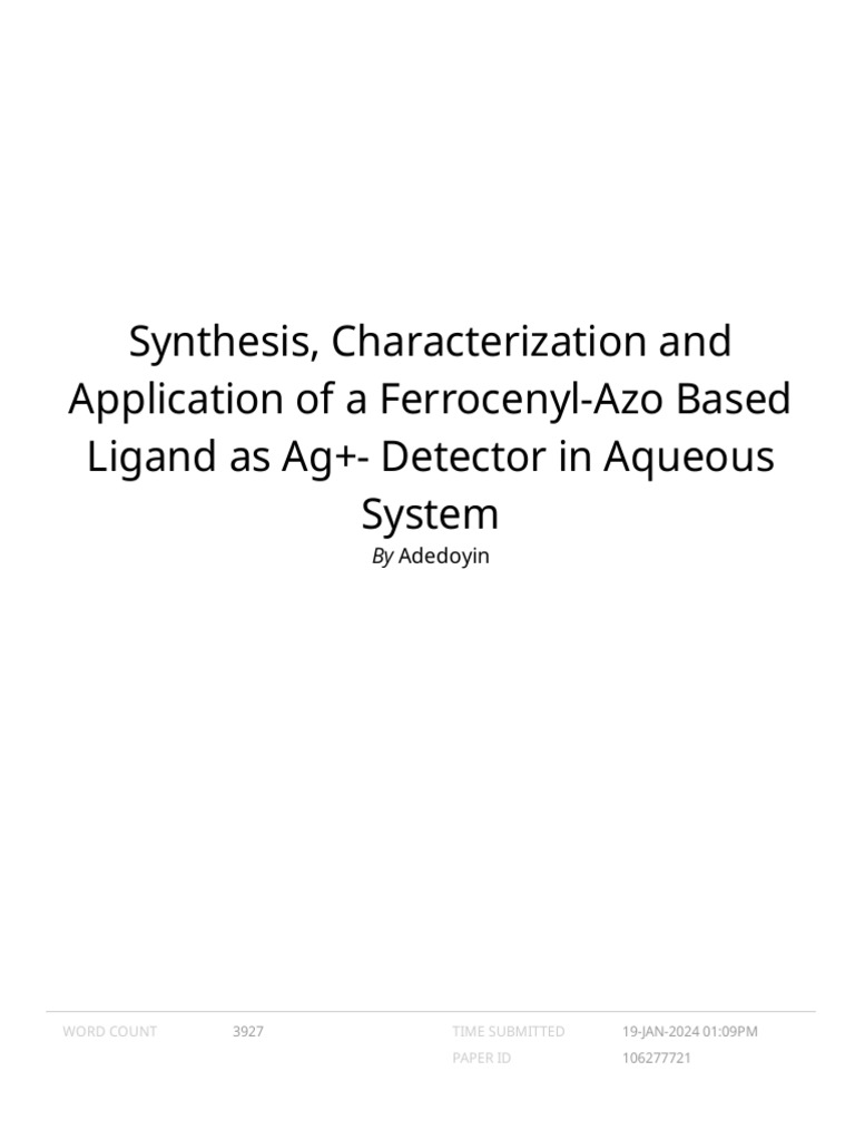 Synthesis Characterization and Application of A F | PDF | Materials ...