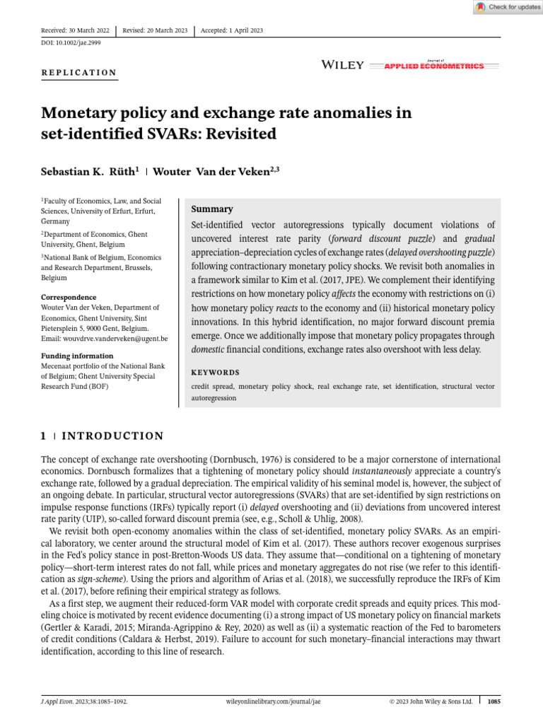 Monetary Policy and Exchange Rate Dynamics | PDF | Monetary Policy ...