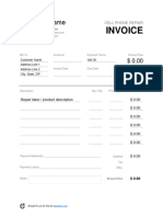 Cell Phone Repair Invoice