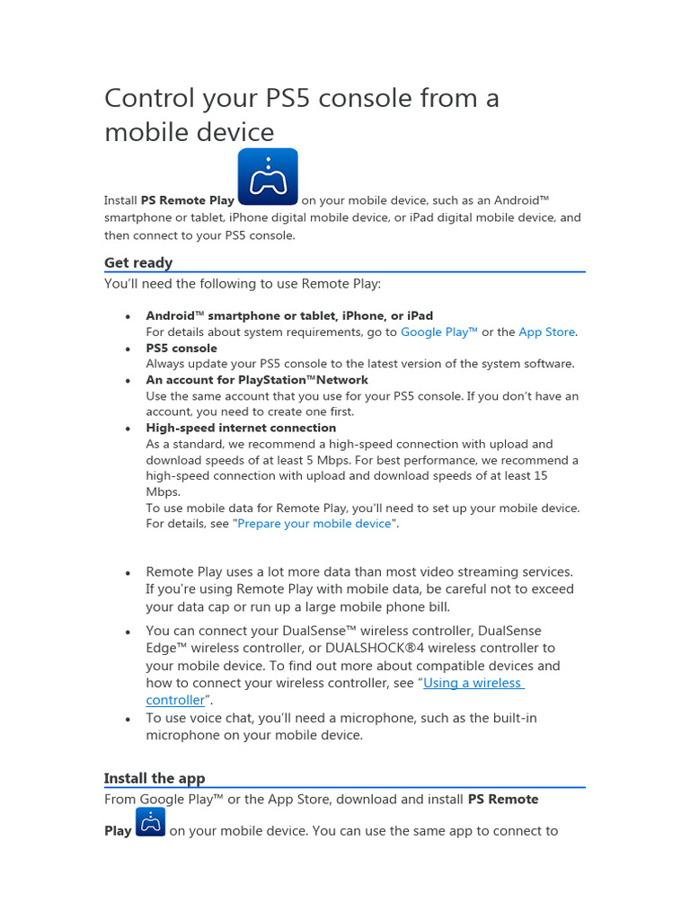 Control your ps5 console from a mobile device download free pdf