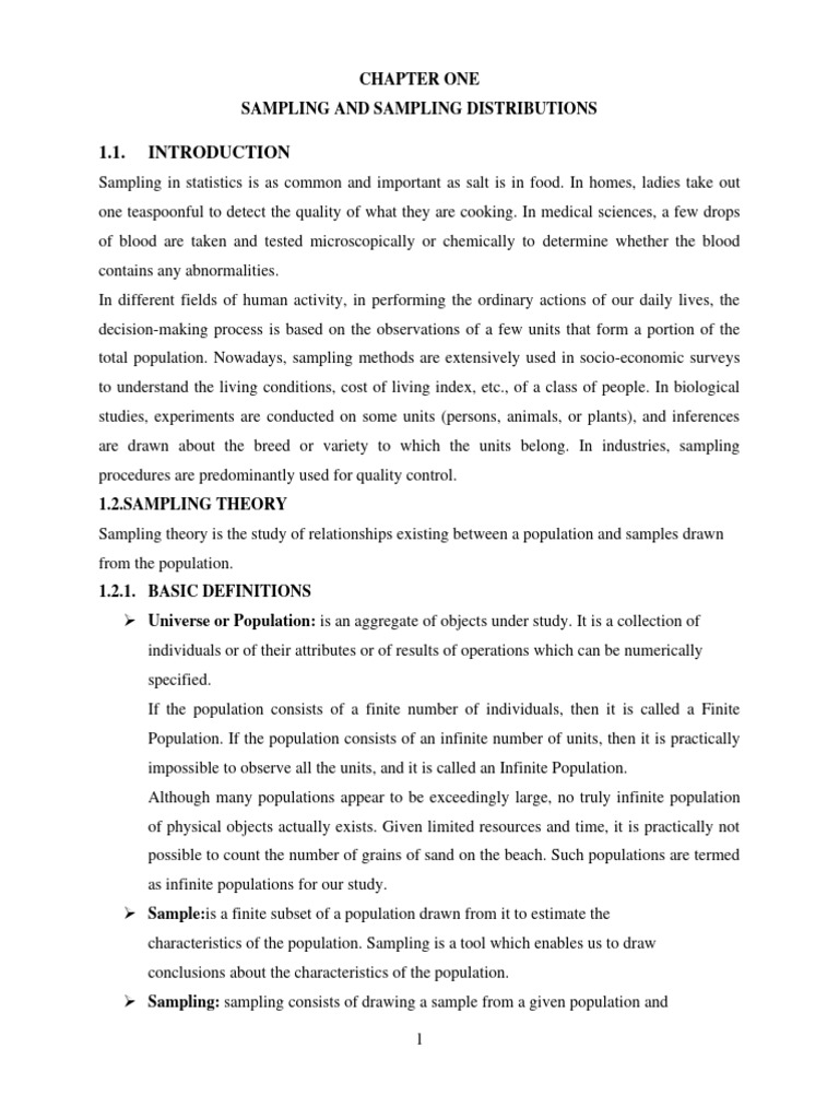 CH-1 Sampling Distribution | PDF | Cost Of Living | Sampling (Statistics)