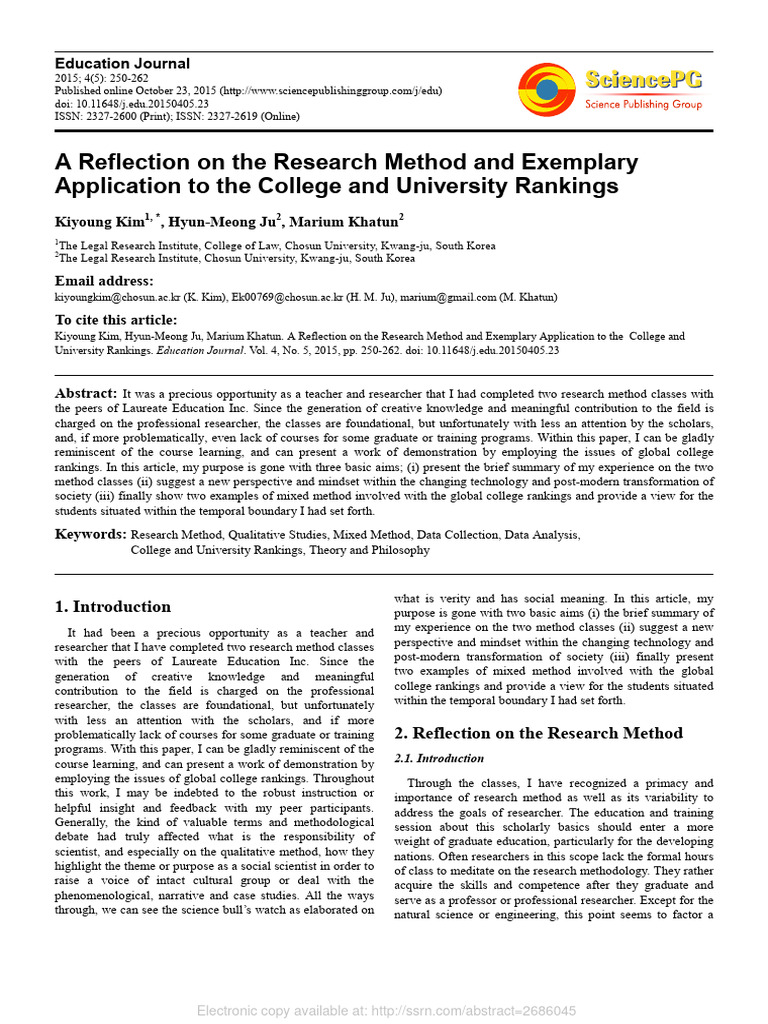 Research Methods in College Rankings | PDF | Qualitative Research ...