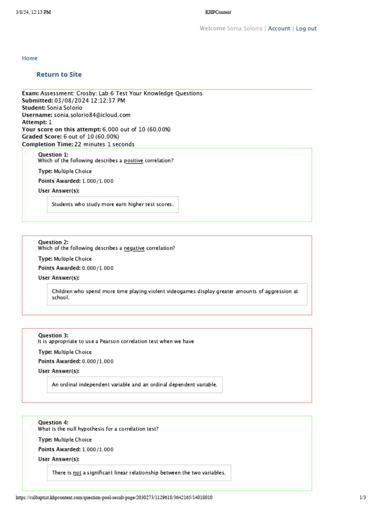 Lab 6 Correlation Test Results | PDF | Statistical Hypothesis Testing ...
