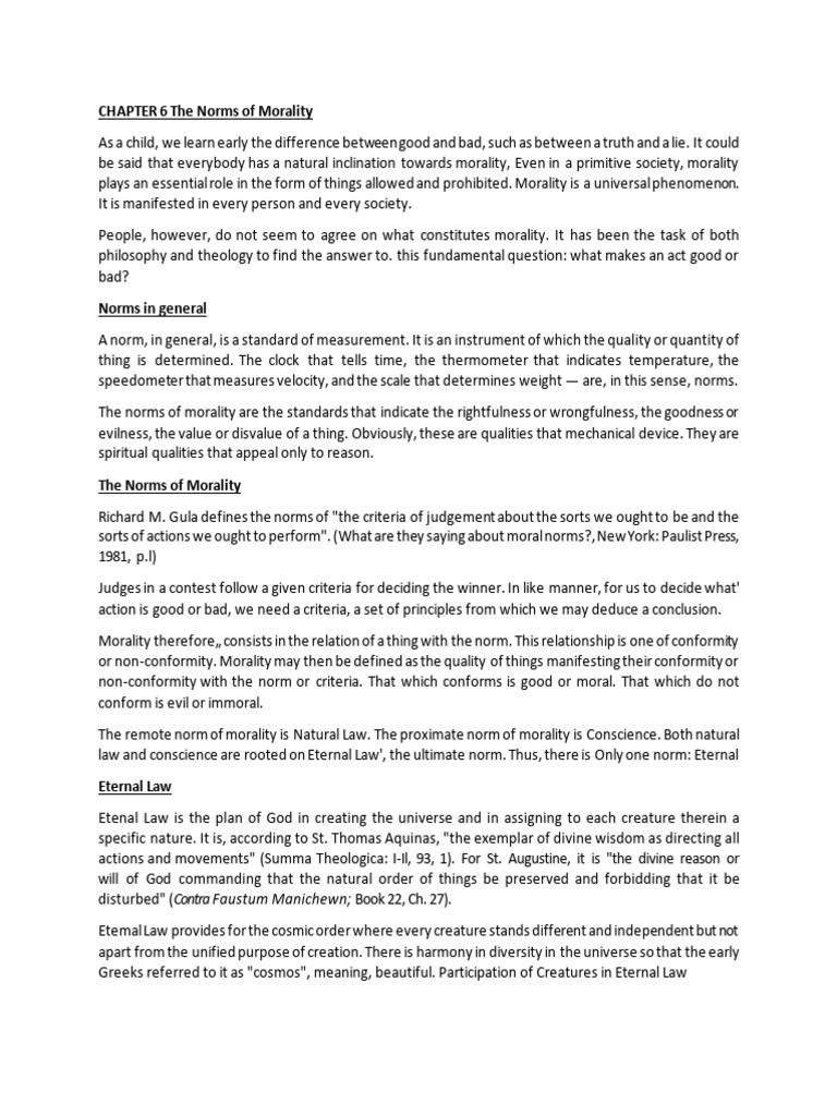CHAPTER 6 The Norms of Morality | Download Free PDF | Conscience ...
