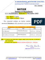 6984notice - Distribution - Marksheets - Sem-V - BA - BSC - 24 April 2024