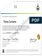 Project Complition Certificate Sample LSSBB