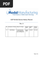 SOP-M-002 Device History Record Rev A