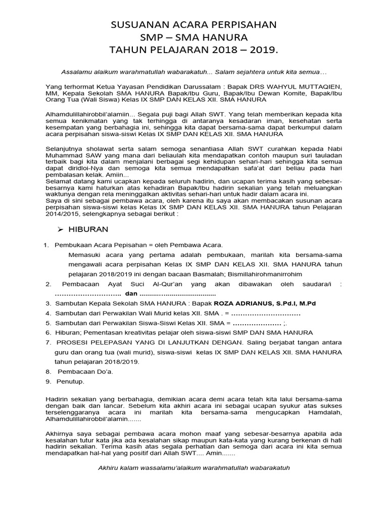 Susunan Acara Perpisahan Pdf