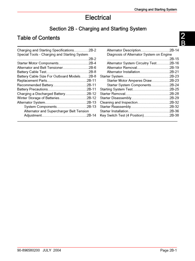 Electrical: Section 2B - Charging and Starting System | PDF ...