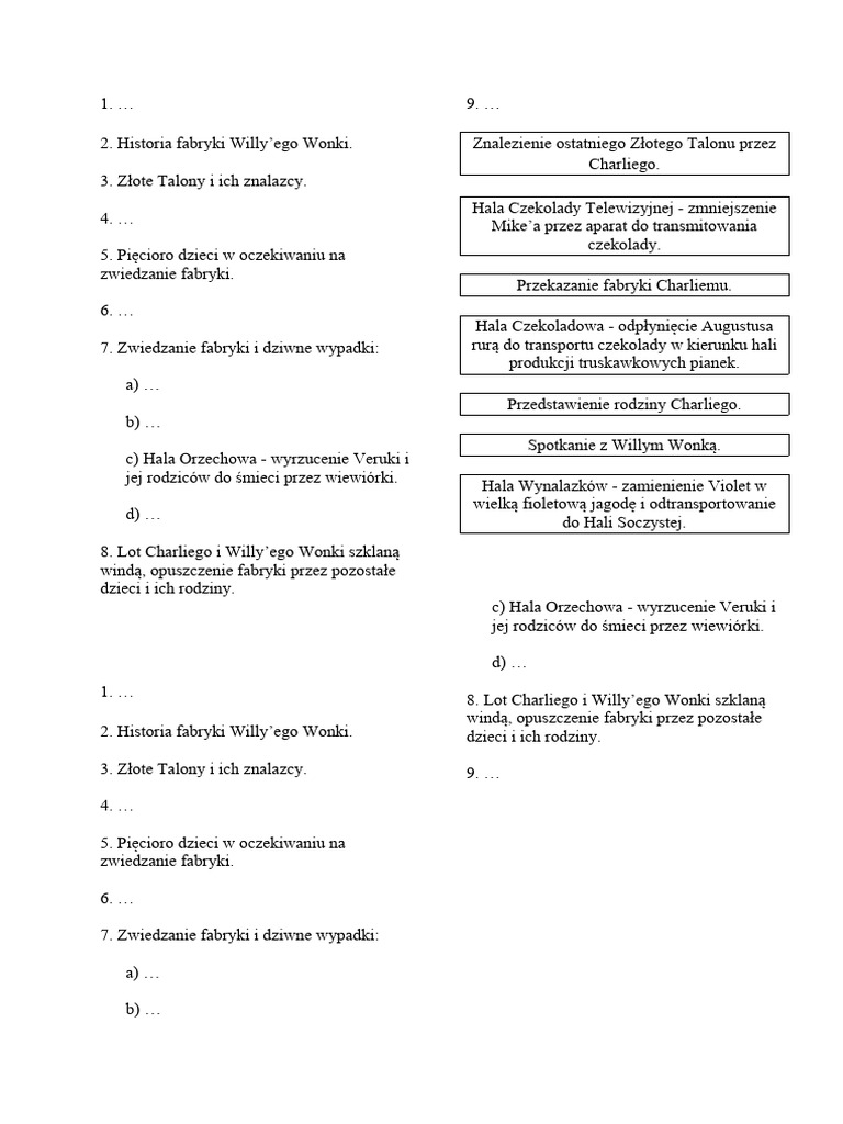 Charlie I Fabryka Czekolady Ile Stron Charlie I Fabryka Karta Pracy | PDF