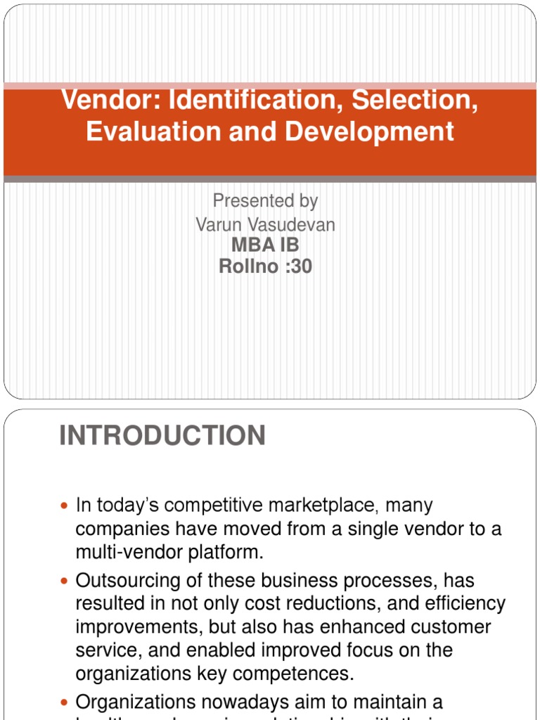 Vendor Identification and Evaluation Guide | PDF | Request For Proposal ...