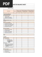 Projected Balance Sheet Format