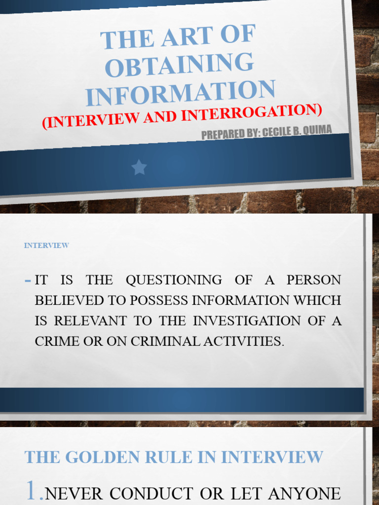 The Art of Obtaining Information Unit 3 | PDF | Confession (Law ...