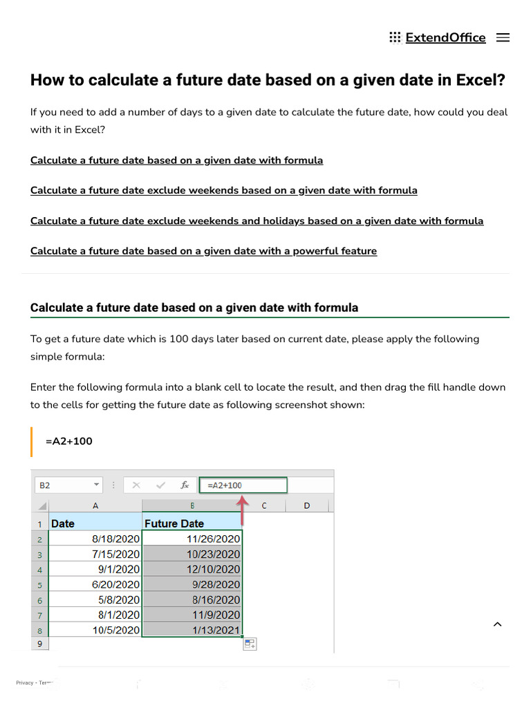 How Do I Calculate A Future Date In Excel