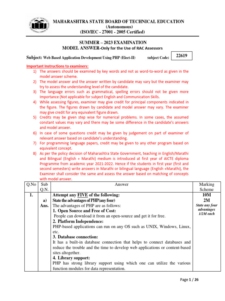 Important Instructions To Examiners:: Web Based Application Development ...