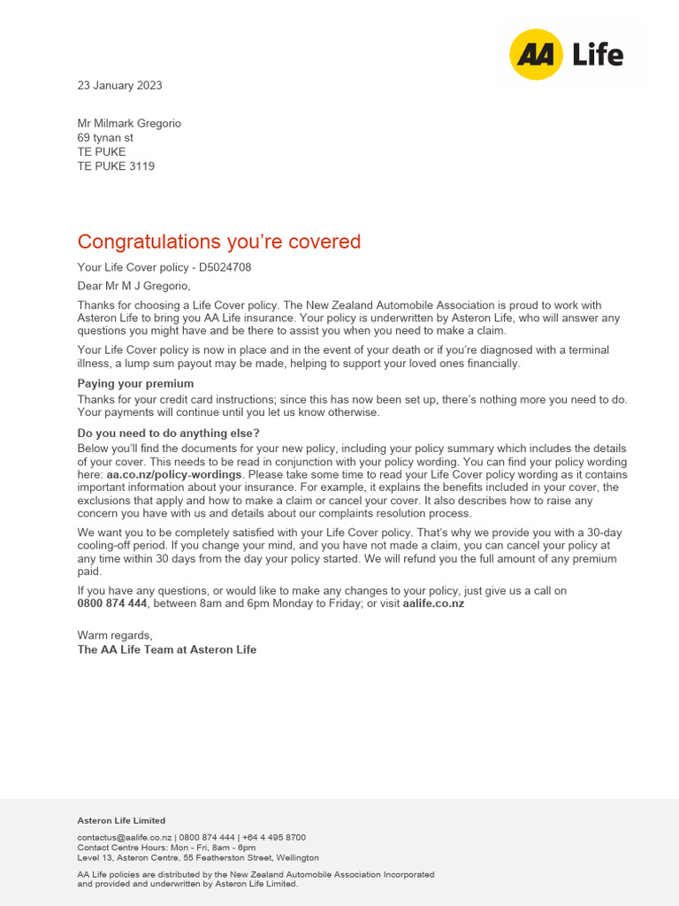 Life Cover Welcome - D5024708 | PDF | Insurance | Underwriting