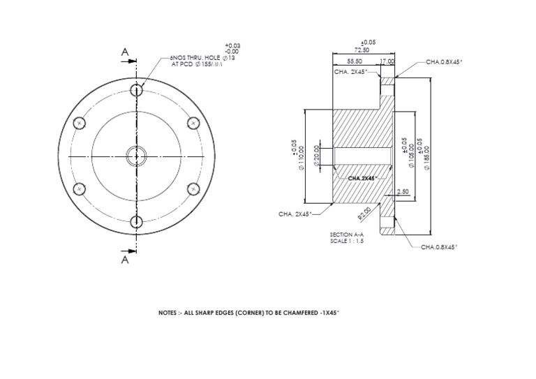 Technical Drawing Specifications for PCD 155mm | PDF