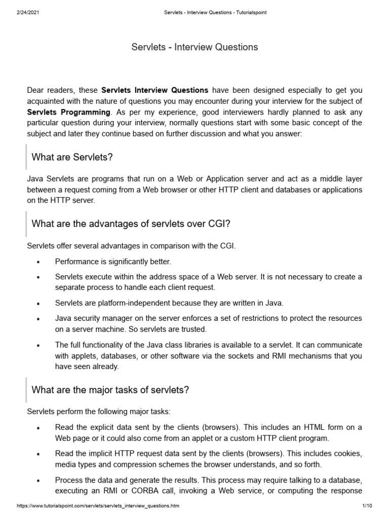 Servlets Interview Questions Tutorialspoint PDF Http Cookie Servlets interview questions tutorialspoint pdf http cookie