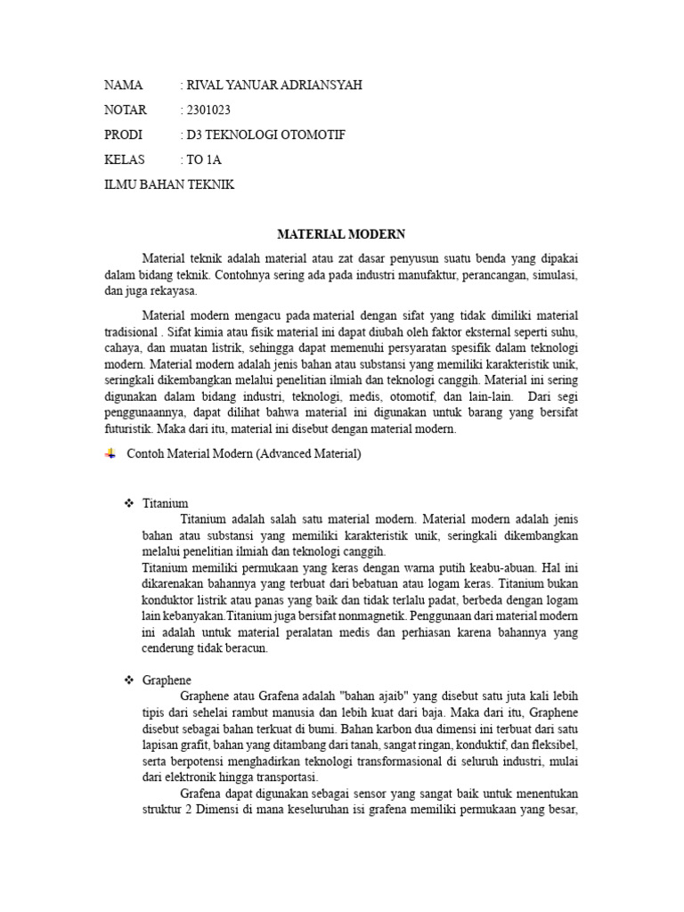 Material Modern dalam Teknik Otomotif | PDF