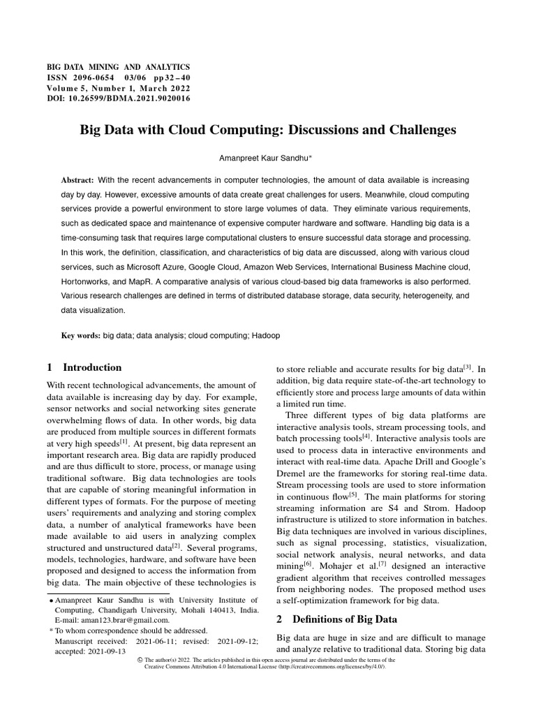 Big Data With Cloud Computing Discussions And Challenges Pdf Cloud
