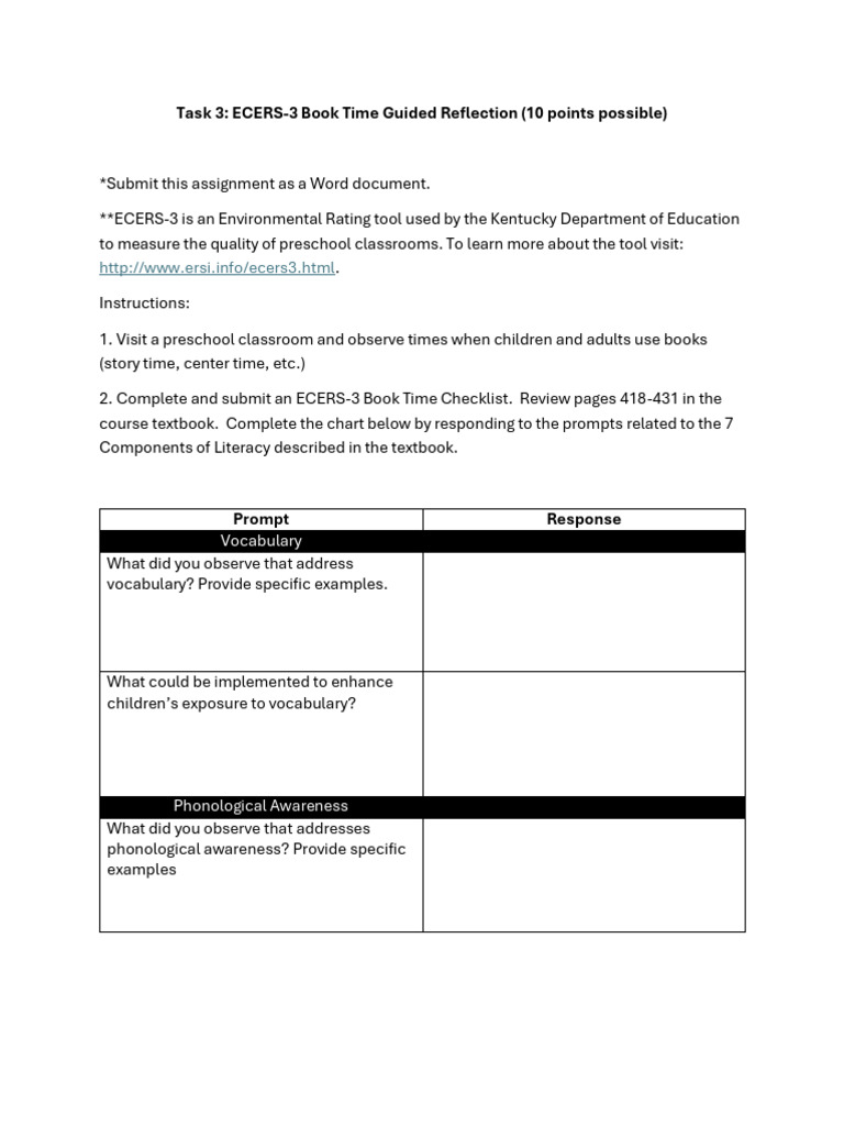 Task 3 ecers 3 book time guided reflection pdf