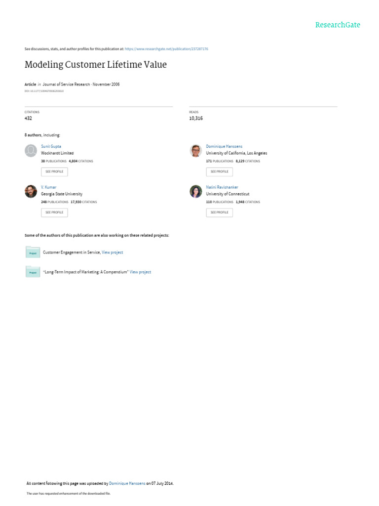 Modeling Customer Lifetime Value Insights | PDF | Marketing | Business