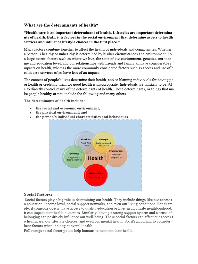 What Are The Determinants of Health | PDF | Health Equity | Health Care