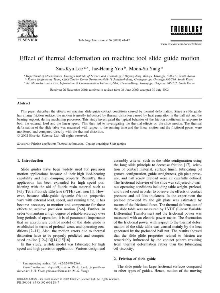 Effect of Thermal Deformation On Machine Tool Slide Guide Motion | PDF ...