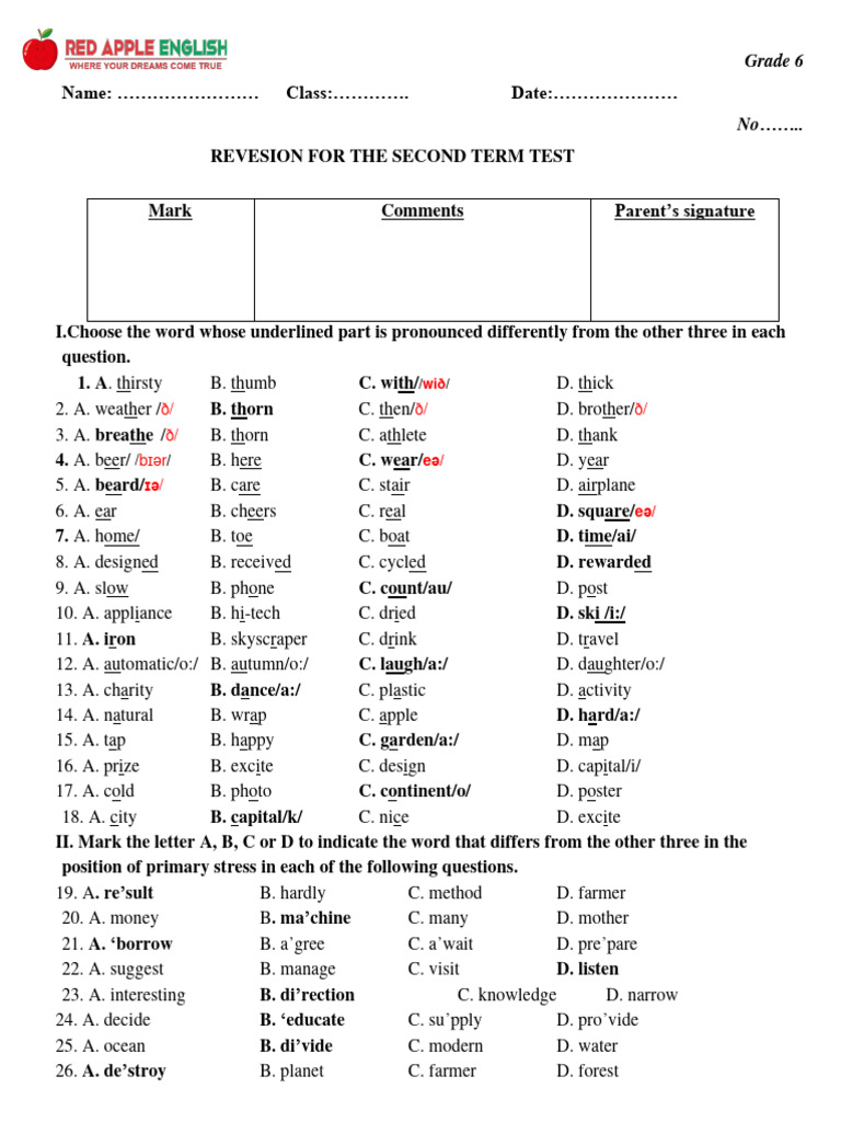 Grade 6 Second Term Test Revision Pdf Reuse Waste