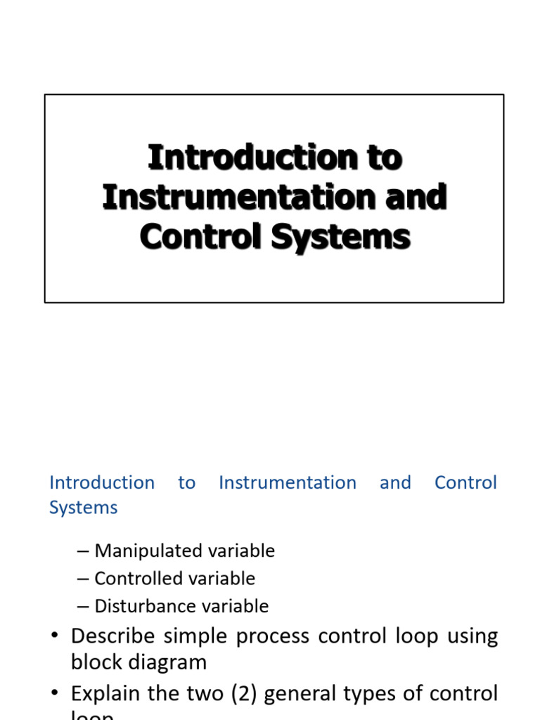 Introduction to Instrumentation and Control System PDF Feedback