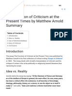 The Function of Criticism at The Present Time by Matthew Arnold