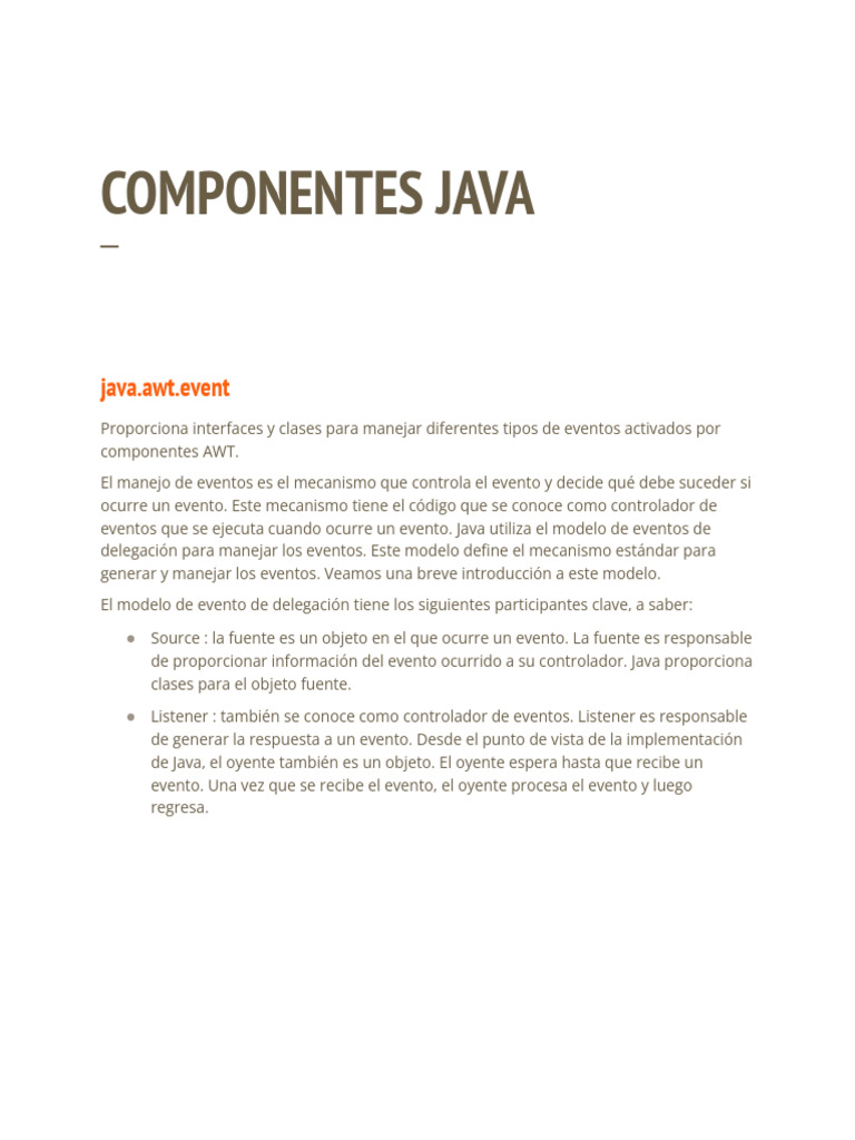 Manejo de Eventos en Java AWT | PDF | Java (lenguaje de programación ...