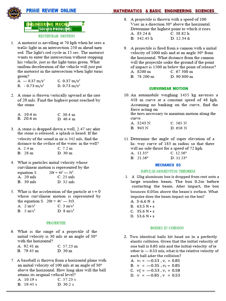 Physics Problems on Motion and Collisions | PDF | Acceleration | Force