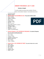 Course Summary For Monday