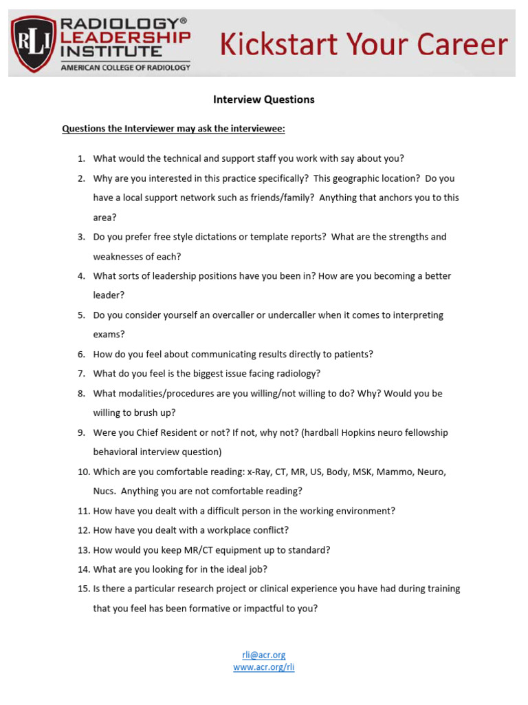 Radiology Interview Questions Guide | PDF | Social Psychology