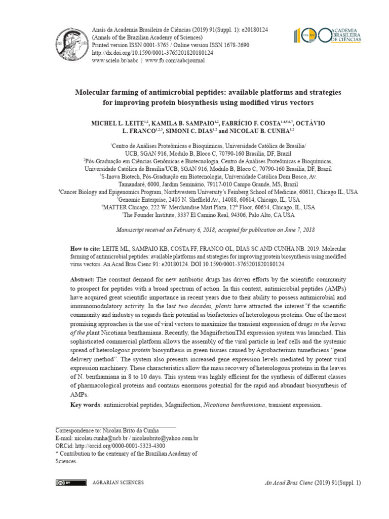 Molecular Farming of Antimicrobial Peptides | PDF | Virus | Recombinant Dna