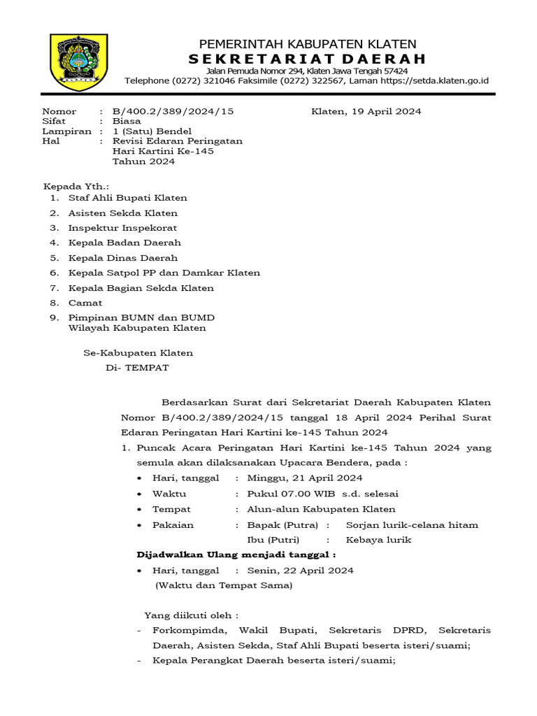 Revisi Peringatan Hari Kartini 2024 | PDF