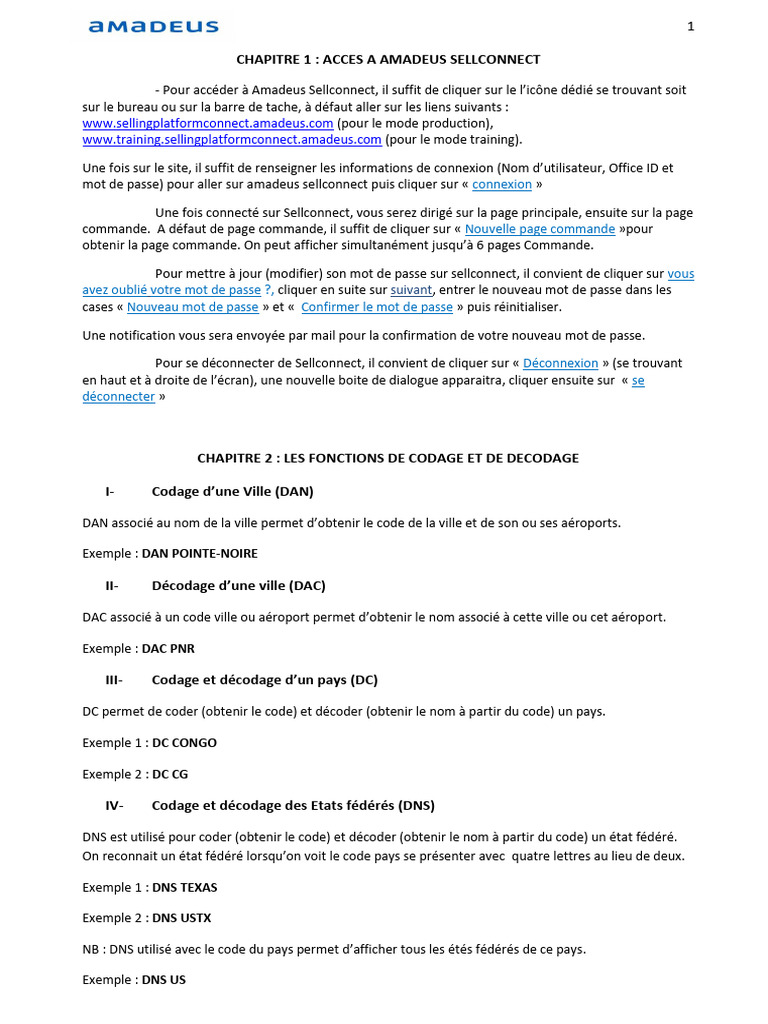 Guide d'utilisation d'Amadeus Sellconnect | PDF | Communication ...