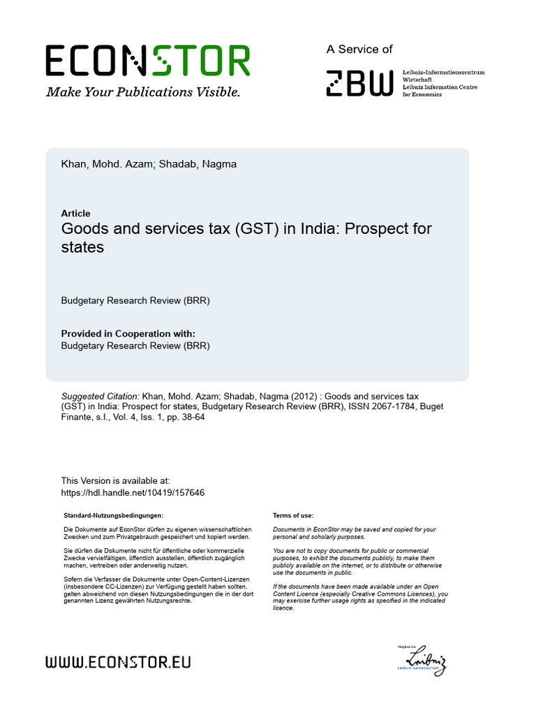 GST in India: State Revenue Prospects | PDF | Value Added Tax | Taxes