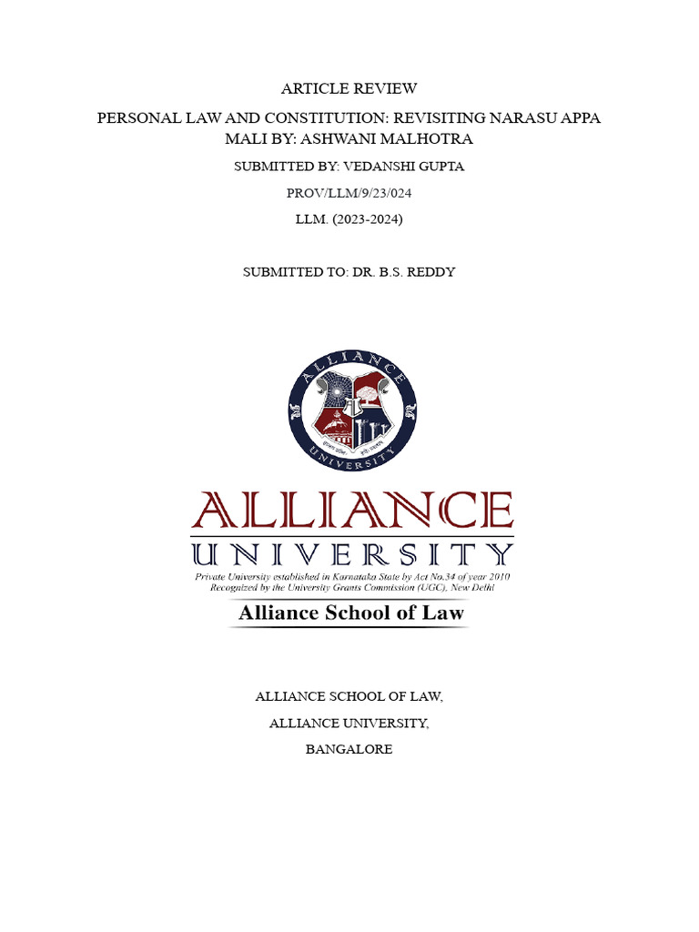 Personal Laws and Indian Constitution Analysis | PDF | Government ...