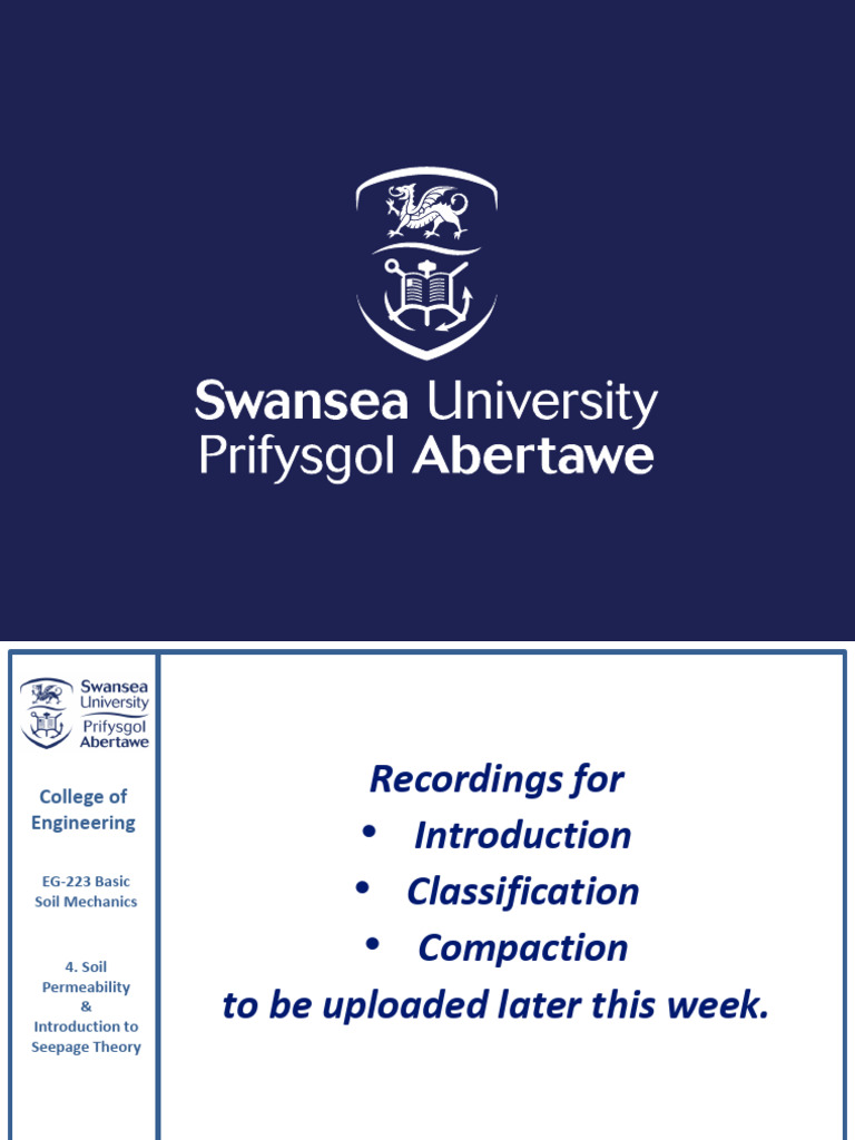 Eg 223 4 Soil Permeability Seepage Theory Pdf Soil Mechanics