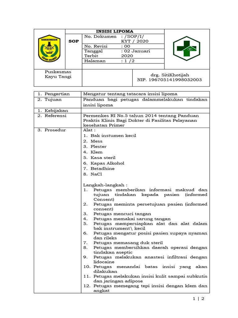 Prosedur Insisi Lipoma di Puskesmas | PDF