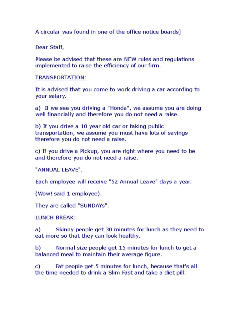 Office Circular Lunch Employment