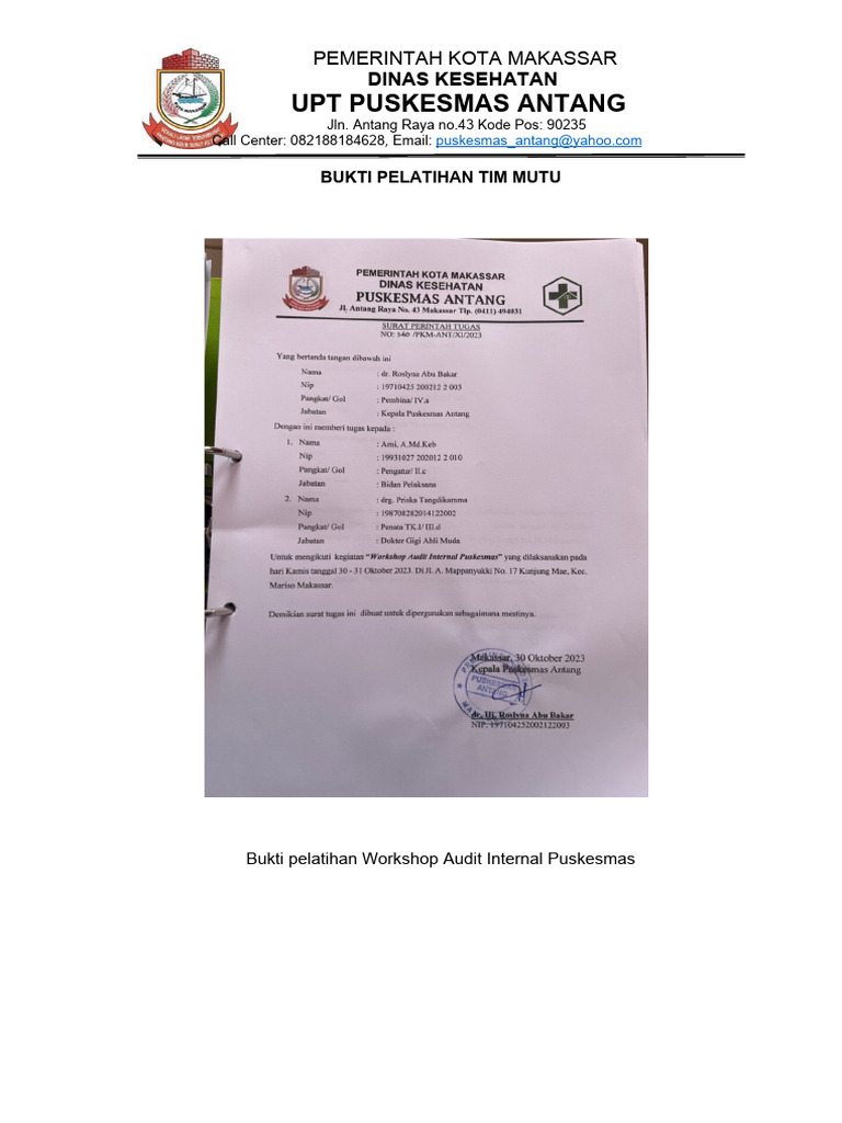 Bukti Pelatihan Tim Mutu | PDF