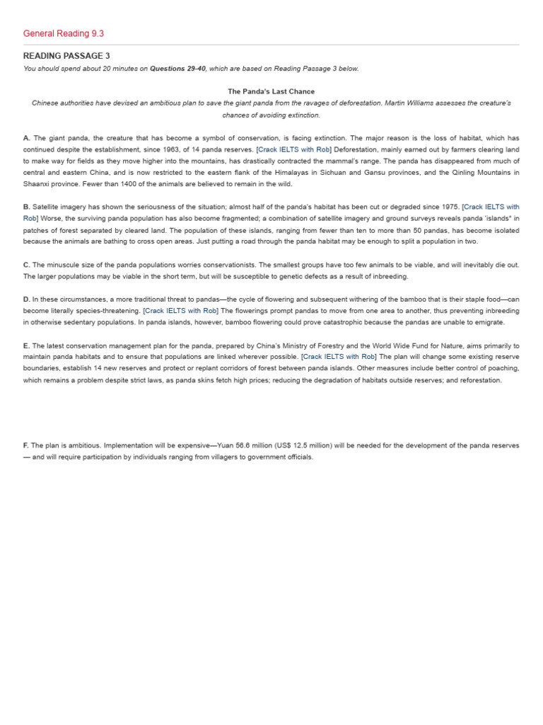 Ielts General Reading 9.3Q | PDF | Giant Panda | Biogeography
