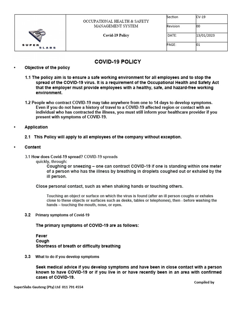Covid 19 Policy | PDF | Employment | Health Care