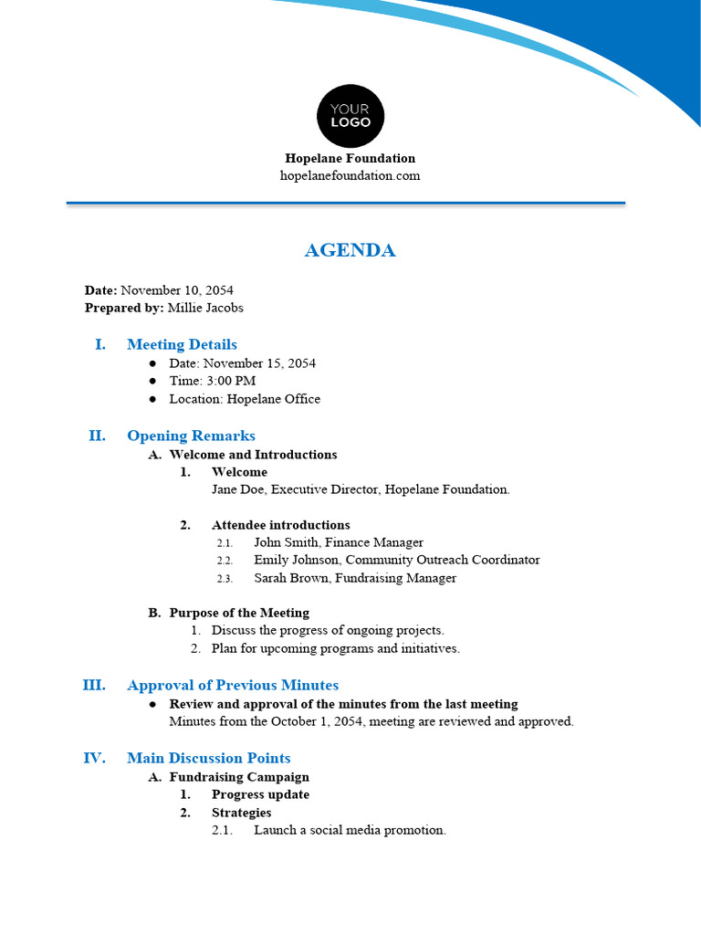 Agenda Word Template | PDF